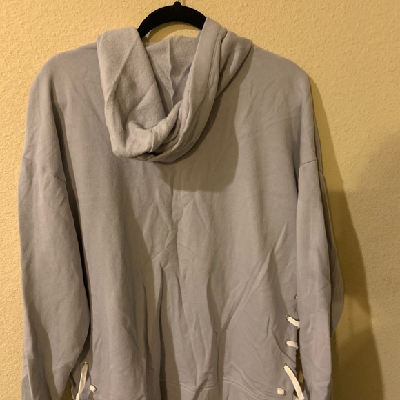 Sky Blue Lace Up Hoodie - Picture 3 of 4